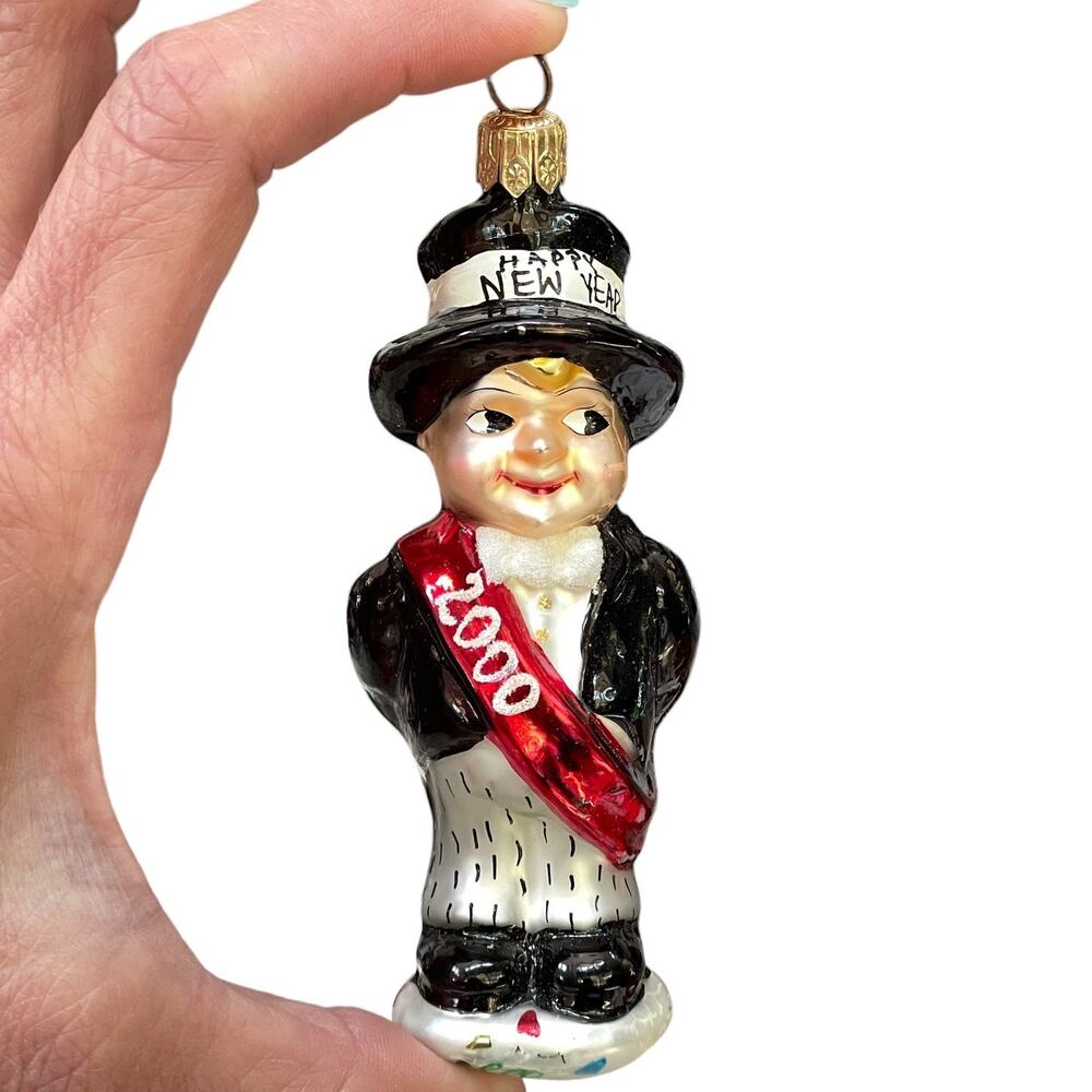 Christopher Radko Happy New Year 2000 Glass Ornament Christmas Mercury READ